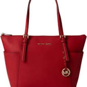 Michael Kors Red Jet Set Large Tote